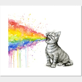 Kitten Puking Rainbow Posters and Art